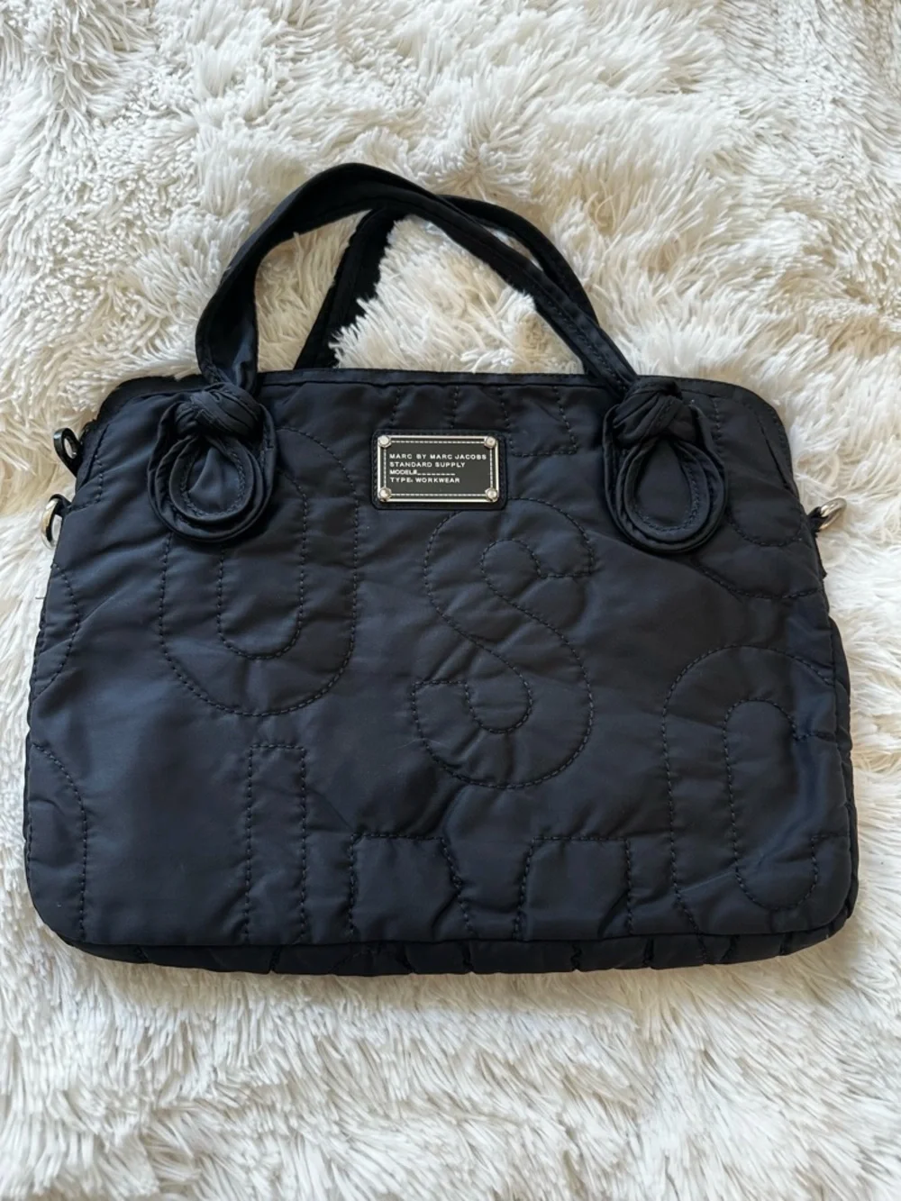 Marc Jacobs Pretty Black Quilted Nylon Laptop Case